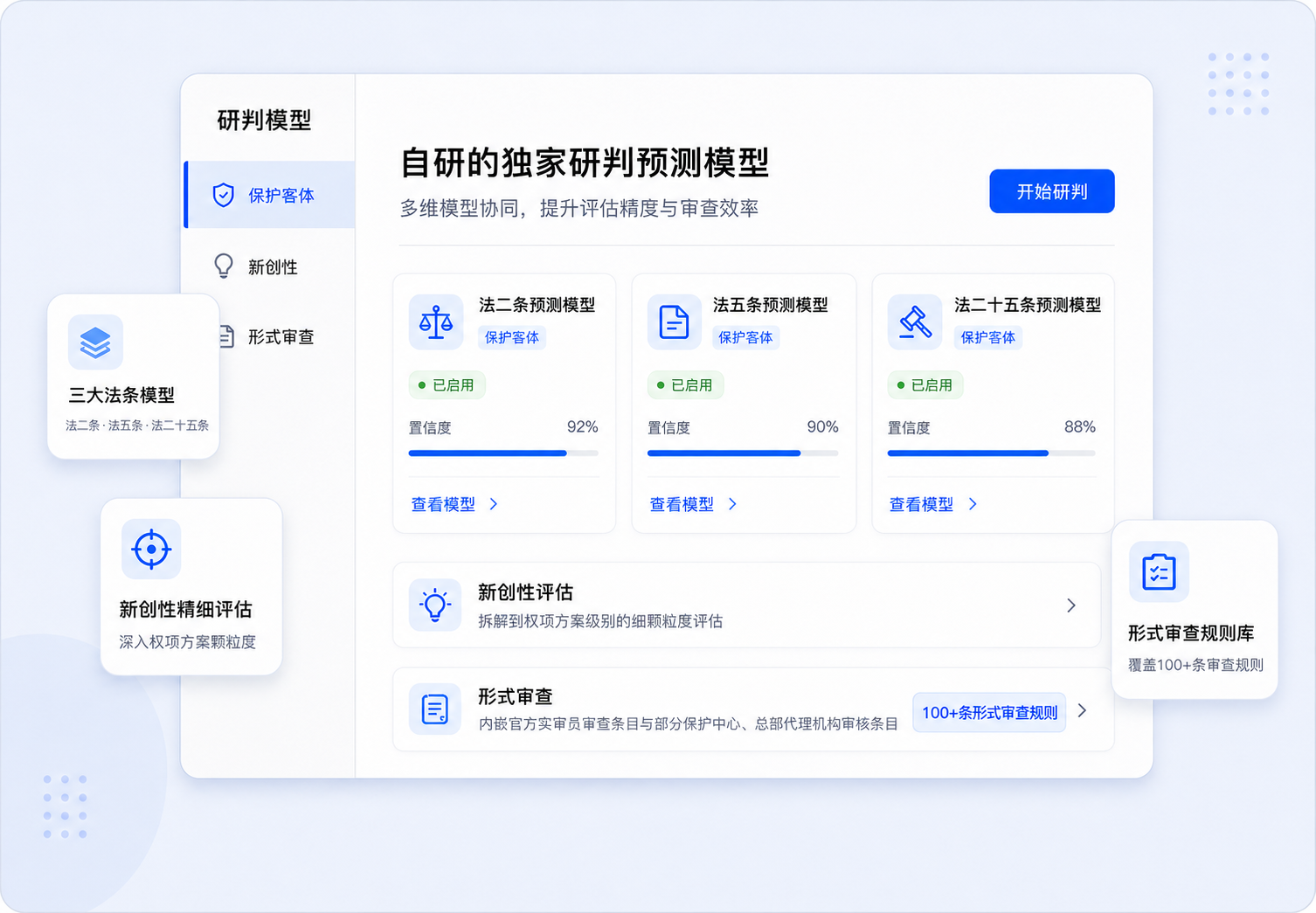 独家研判模型界面示意